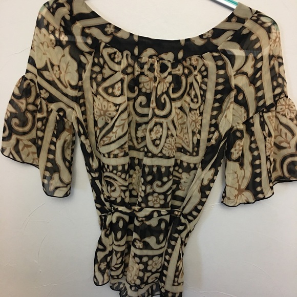 BCX cream, tan & black blouse - Picture 5 of 5